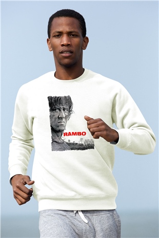 Rambo Beyaz Unisex Sweatshirt