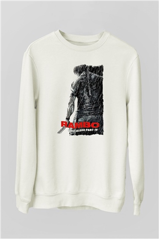 Rambo Beyaz Unisex Sweatshirt