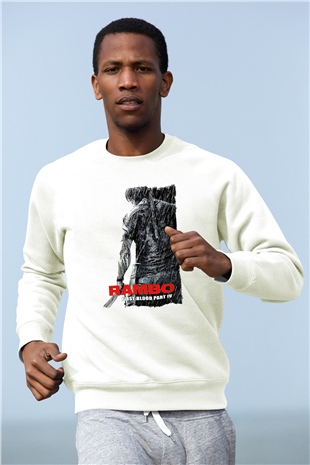 Rambo Beyaz Unisex Sweatshirt
