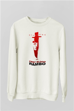 Rambo Beyaz Unisex Sweatshirt