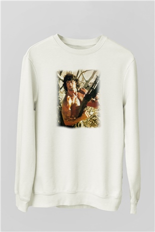Rambo Beyaz Unisex Sweatshirt