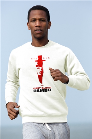 Rambo Beyaz Unisex Sweatshirt