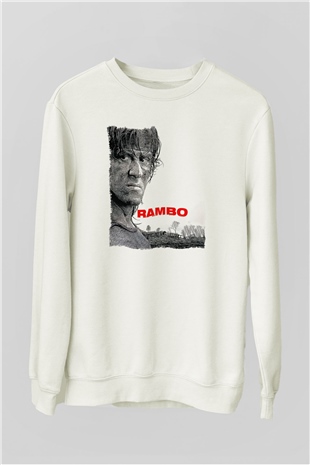 Rambo Beyaz Unisex Sweatshirt