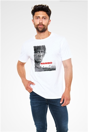 Rambo Beyaz Unisex Tişört T-Shirt
