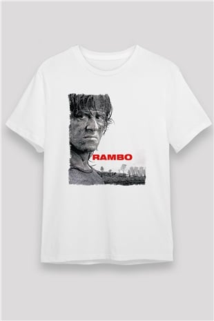 Rambo Beyaz Unisex Tişört T-Shirt
