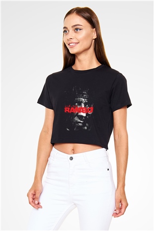 Rambo Siyah Crop Top Tişört