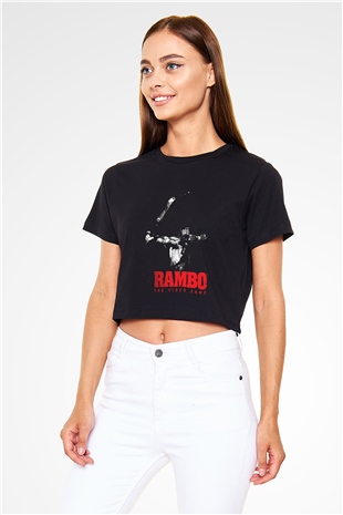Rambo Siyah Crop Top Tişört