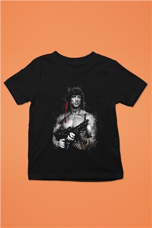 Rambo Siyah Unisex Çocuk Tişört