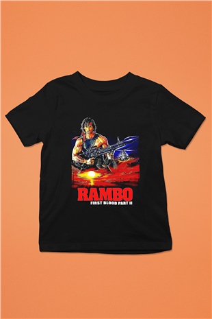 Rambo Siyah Unisex  Çocuk Tişört