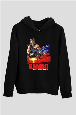 Rambo Siyah Unisex Hoodie