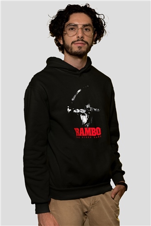 Rambo Siyah Unisex Kapşonlu Sweatshirt