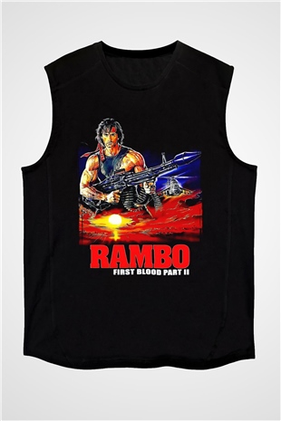 Rambo Siyah Unisex  Kolsuz Tişört