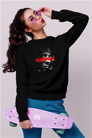 Rambo Siyah Unisex Sweatshirt