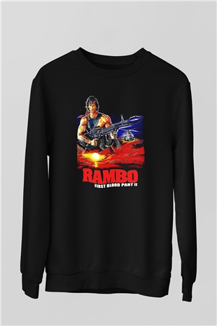 Rambo Siyah Unisex  Sweatshirt