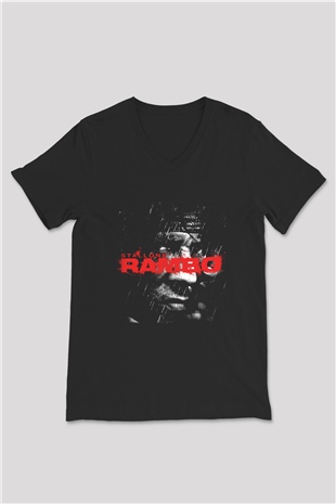 Rambo Siyah Unisex V Yaka Tişört