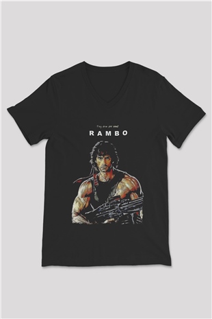 Rambo Siyah Unisex V Yaka Tişört