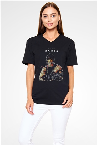 Rambo Siyah Unisex V Yaka Tişört