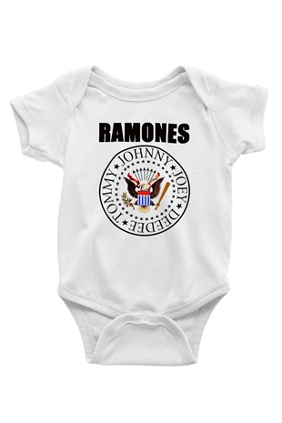 Ramones Baskılı Beyaz Unisex Bebek Body - Zıbın