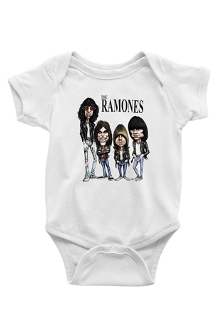 Ramones Baskılı Beyaz Unisex Bebek Body - Zıbın