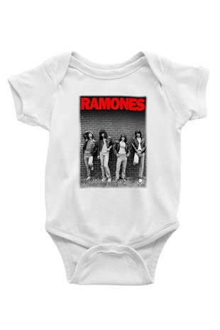 Ramones Baskılı Beyaz Unisex Bebek Body - Zıbın