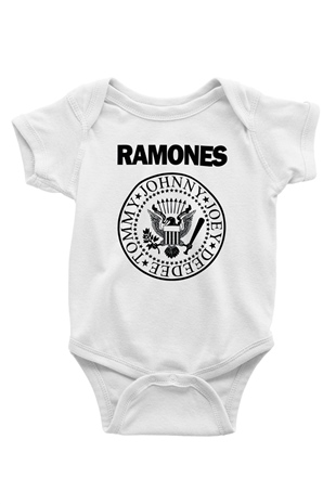Ramones Baskılı Beyaz Unisex Bebek Body - Zıbın