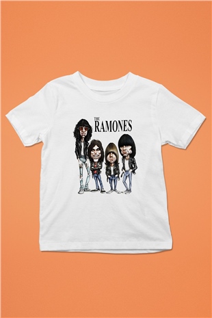 Ramones Baskılı Beyaz Unisex Çocuk Tişört