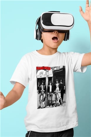 Ramones Baskılı Beyaz Unisex Çocuk Tişört