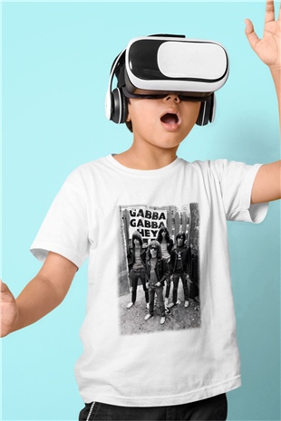 Ramones Baskılı Beyaz Unisex Çocuk Tişört