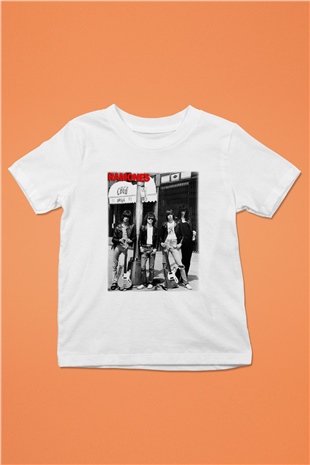 Ramones Baskılı Beyaz Unisex Çocuk Tişört