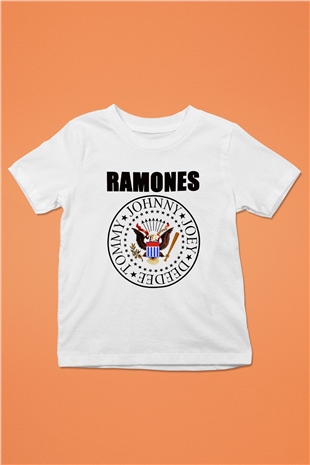 Ramones Baskılı Beyaz Unisex Çocuk Tişört