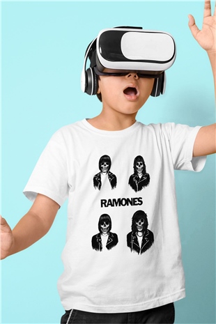 Ramones Baskılı Beyaz Unisex Çocuk Tişört