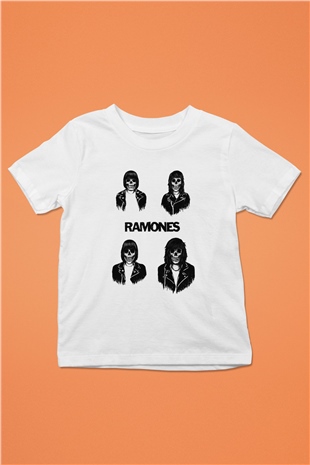 Ramones Baskılı Beyaz Unisex Çocuk Tişört