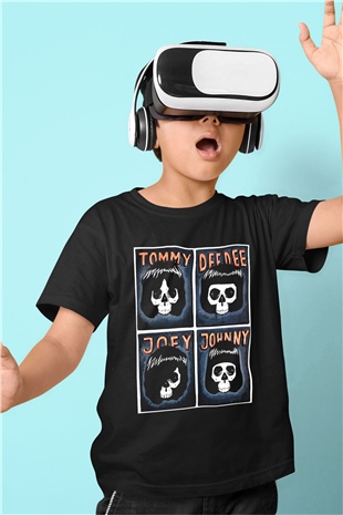 Ramones Baskılı Siyah Unisex Çocuk Tişört