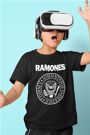 Ramones Baskılı Siyah Unisex Çocuk Tişört