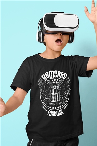 Ramones Baskılı Siyah Unisex Çocuk Tişört