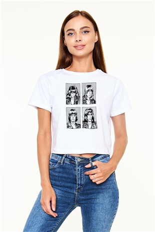 Ramones Beyaz  Crop Top Tişört