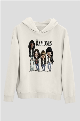 Ramones Beyaz Unisex Kapşonlu Sweatshirt