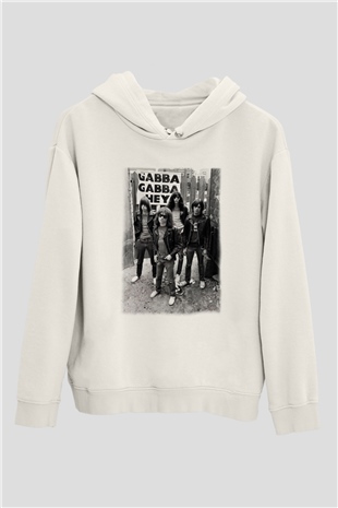 Ramones Beyaz Unisex Kapşonlu Sweatshirt