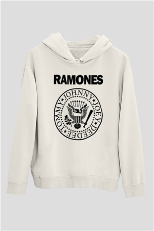 Ramones Beyaz Unisex Kapşonlu Sweatshirt