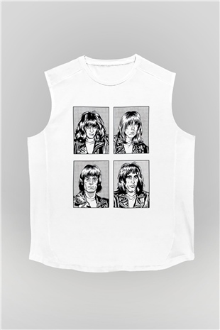 Ramones Beyaz Unisex Kolsuz Tişört