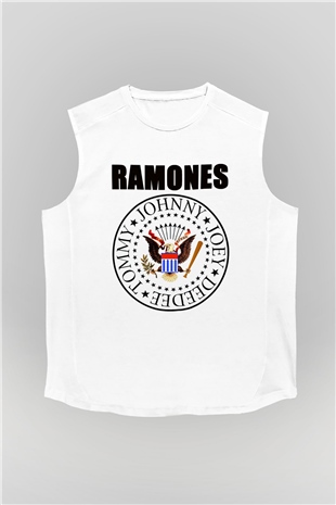 Ramones Beyaz Unisex Kolsuz Tişört