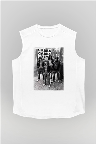 Ramones Beyaz Unisex Kolsuz Tişört