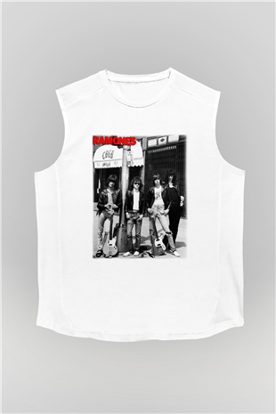 Ramones Beyaz Unisex Kolsuz Tişört