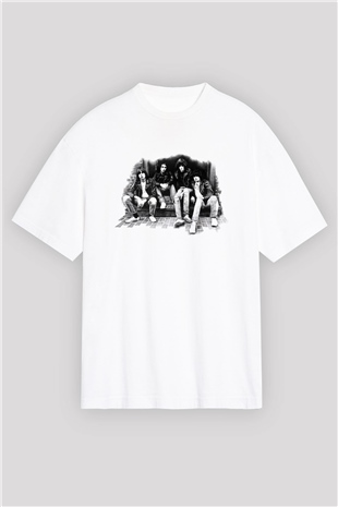 Ramones Beyaz Unisex Oversize Tişört T-Shirt