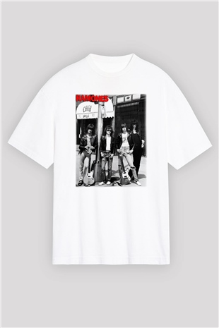 Ramones Beyaz Unisex Oversize Tişört T-Shirt