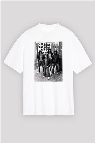Ramones Beyaz Unisex Oversize Tişört T-Shirt