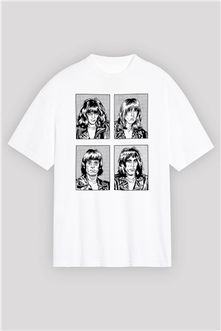 Ramones Beyaz Oversize Tişört Oversize T-shirt - TişörtFabrikası