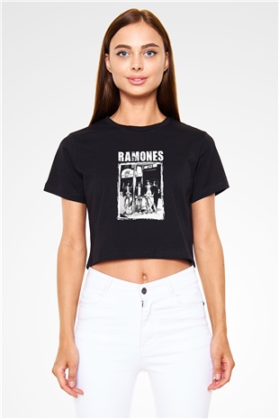 Ramones Siyah Crop Top Tişört