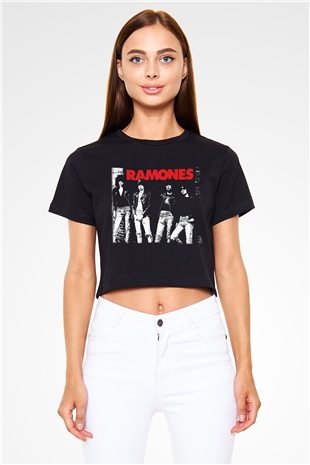 Ramones Siyah Crop Top Tişört