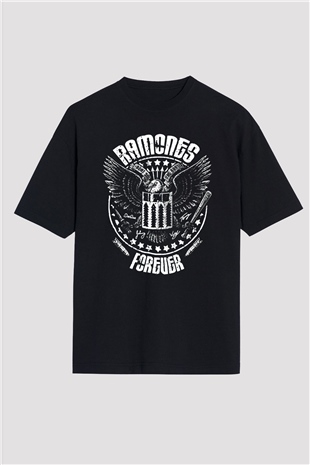 Ramones Siyah Unisex Oversize Tişört T-Shirt